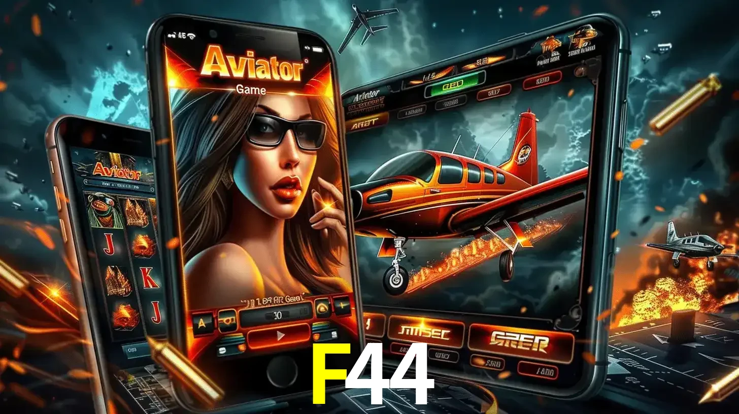 O popular jogo de apostas Aviator exibido em vários celulares e tablets, mostrando a interface emocionante e a ação de voo disponíveis para jogar agora no F44.